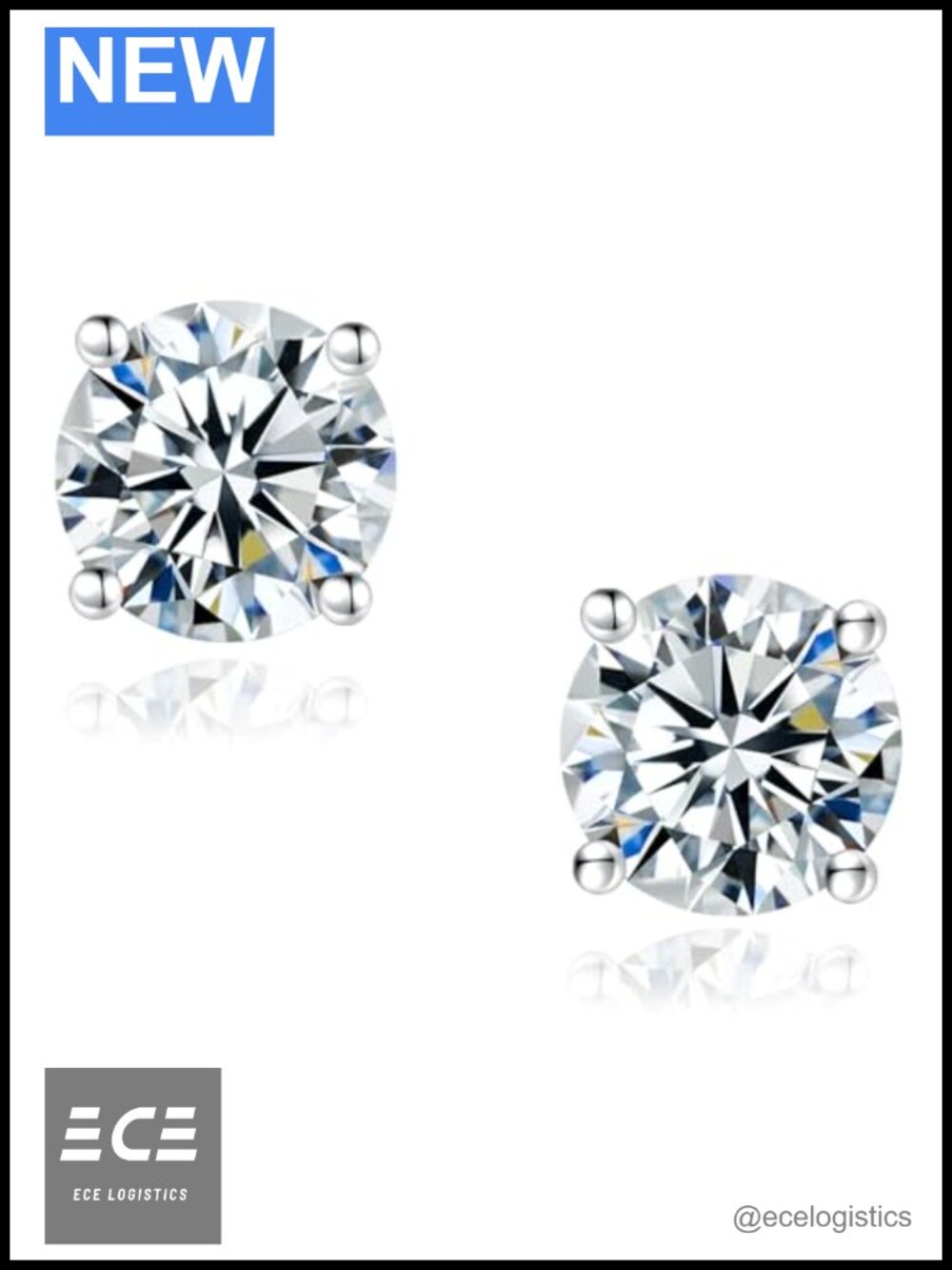925 Sterling Silver Moissanite Dangle Hoop Earrings, 18K Gold Plated 1 Carat